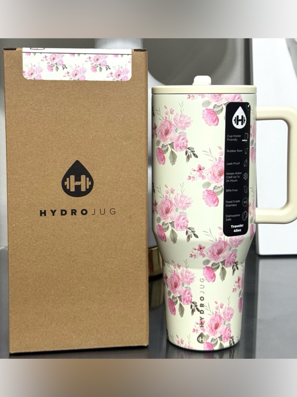HydroJug 40oz‎ Traveler, KEEPSAKE FLOWERS